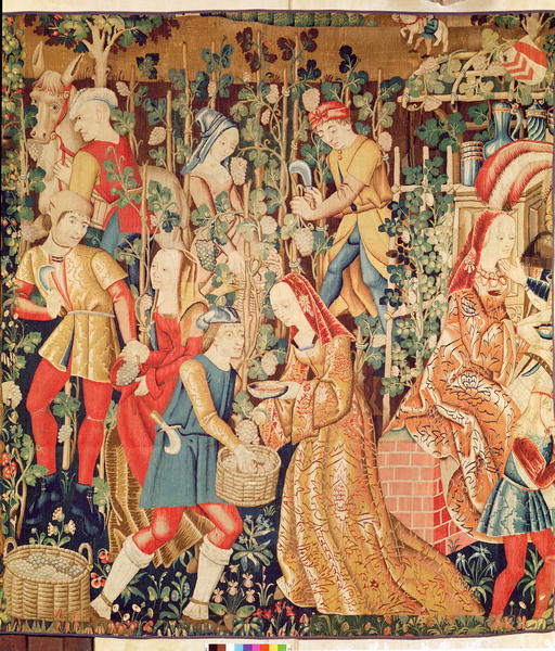 date unknown - FRENCH SCHOOL; Gathering Grapes, detail of The Grape Harvest (tapestry)