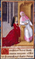 1495 (approx) - Anne de Bretagne at Confession - Prayer Book of Anne de Bretagne - Illuminated by Jean Poyer