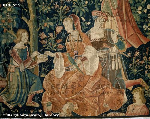 1500 (approx) - Tapestry of the scenes of Court: gallant scene - Cluny