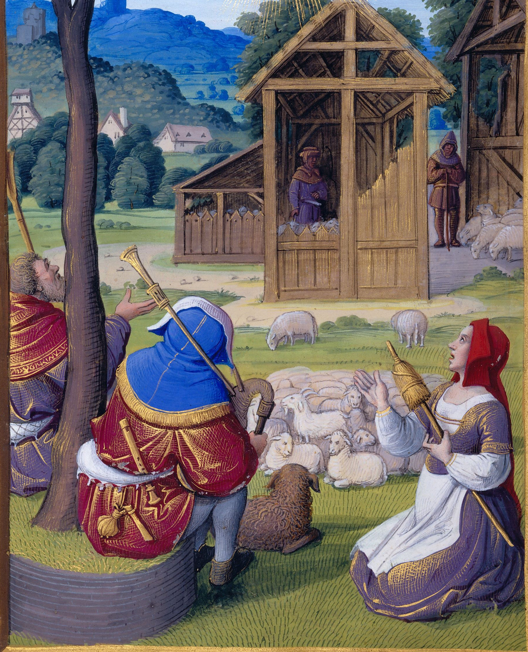 1500 - Book of Hours by Jean Poyer, known as The Hours of Henry VIII - Terce: Annunciation to the Shepherds
