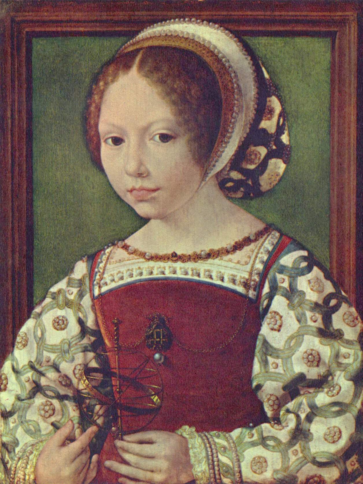 1520 (approx) - Young Girl with Astronomic Instrument by JAN (MABUSE) GOSSAERT