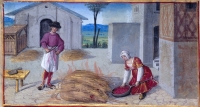 1500 - Book of Hours by Jean Poyer, known as The Hours of Henry VIII - December: Roasting Slaughtered Pigs