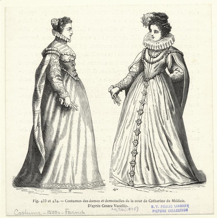 date unknown - Costumes des dames et demoiselles de la cour de Catherine de Médicis. - Vecellio, Cesare