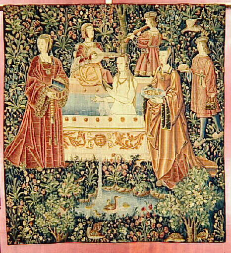 1500 (approx) - Tapestry of Court life - the bath - at Cluny museum