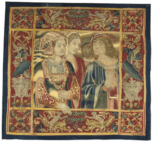 date unknown - early 16th century (border 17th century) - A FRANCO-FLEMISH TAPESTRY FRAGMENT