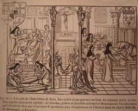 1500 (approx) - Gravure représentant la vie quotidienne à l'Hôtel-Dieu au XVIe siècle Exposition au musée de l'Assistance publique de Paris