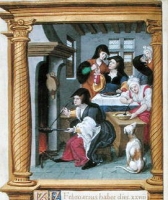 1525 - Book of hours - February (Cooking and feasting) - by Master Jean de Mauleon