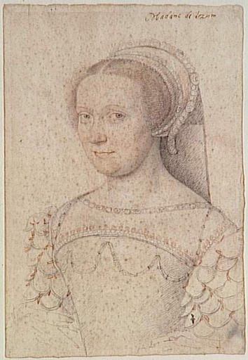 1550- Charlotte Du Moulin, dame de Caumont de Lauzun (de La Roche-Audry - school of Jean Clouet