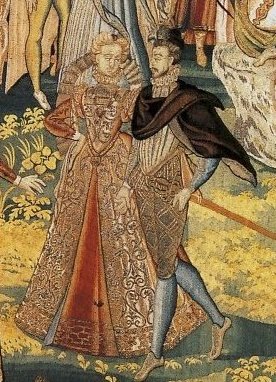 1573 - Detail of Valois Tapestry depicting a ball held by Catherine de' Medici at the Tuileries Palace, Paris, in 1573
