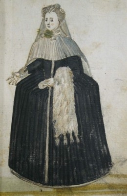 1595 - French lady dressed in mourning - Album Amicorum of a German soldier