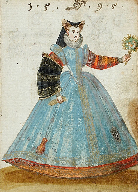 1595 - Lady Dressed in French Fashion - Album Amicorum of a German soldier