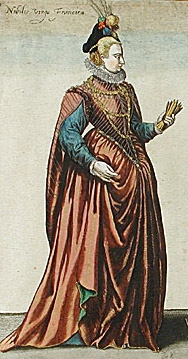 1581 - French noble woman - Habitus Variarum Orbis Gentium - Jean-Jacques Boissard