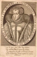 1597 - Jeanne d'Albret à mi-corps, portant une coiffe (de veuve) - Thomas de LEU - engraving after subject's death